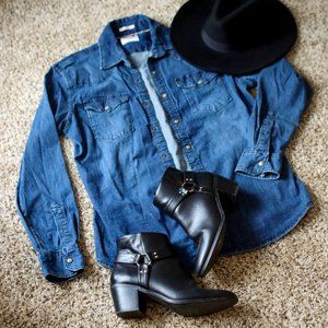 Long Sleeve Wrangler Button Down Shirt Jacket Sz M